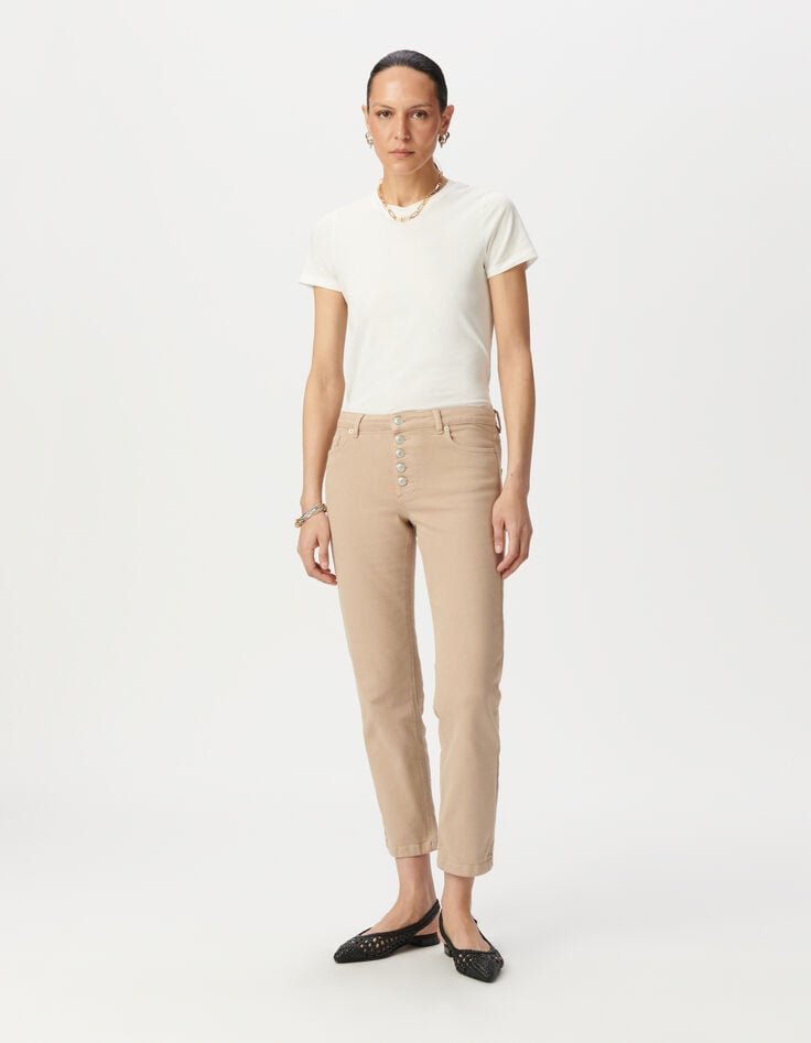 Ikks Jean Straight Beige Taille Haute