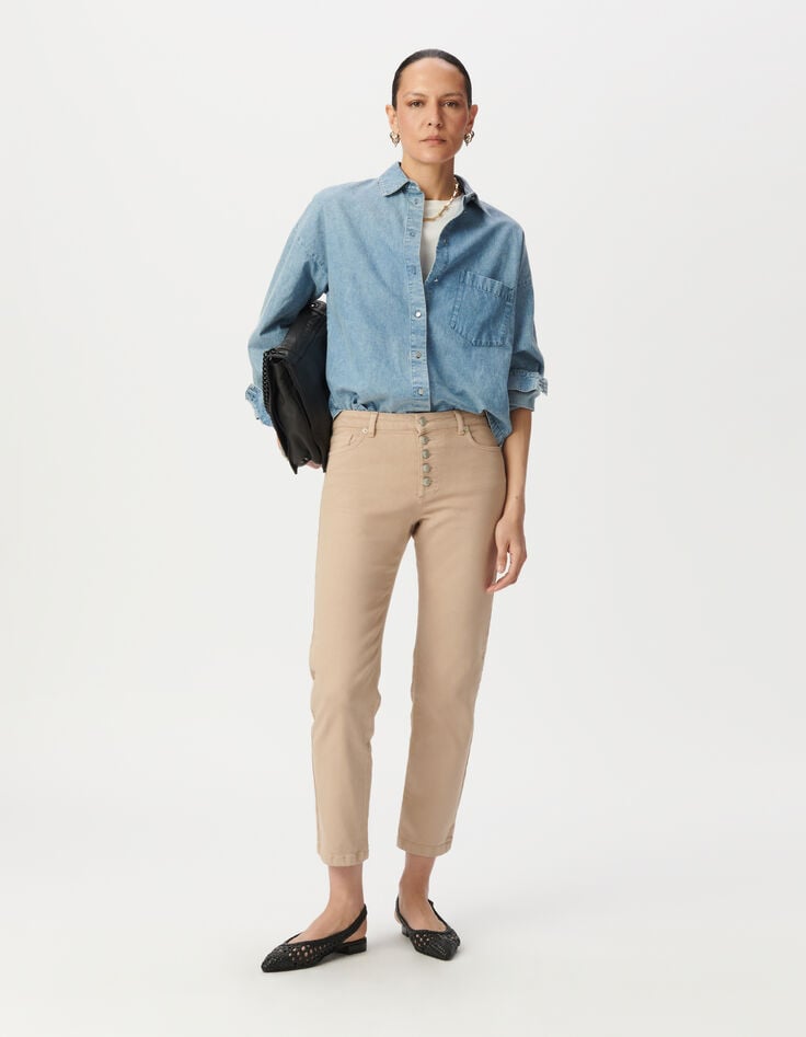 ikks Jean straight beige taille haute