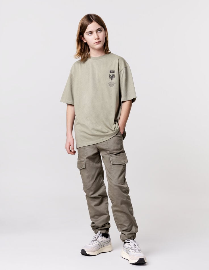 ikks Jean upcyclé JOGGER kaki esprit battle garçon