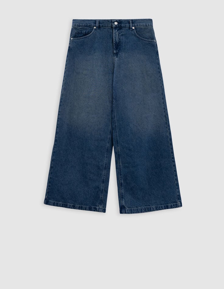 ikks Jean wide leg cropped bleu Femme