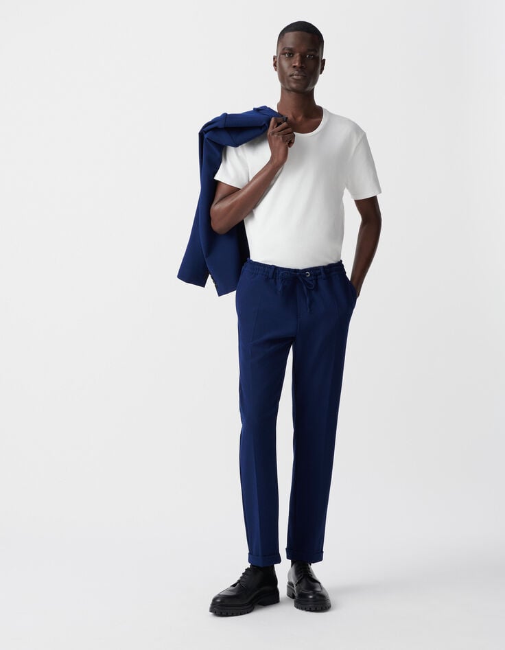 ikks Jogpant indigo seersucker Homme