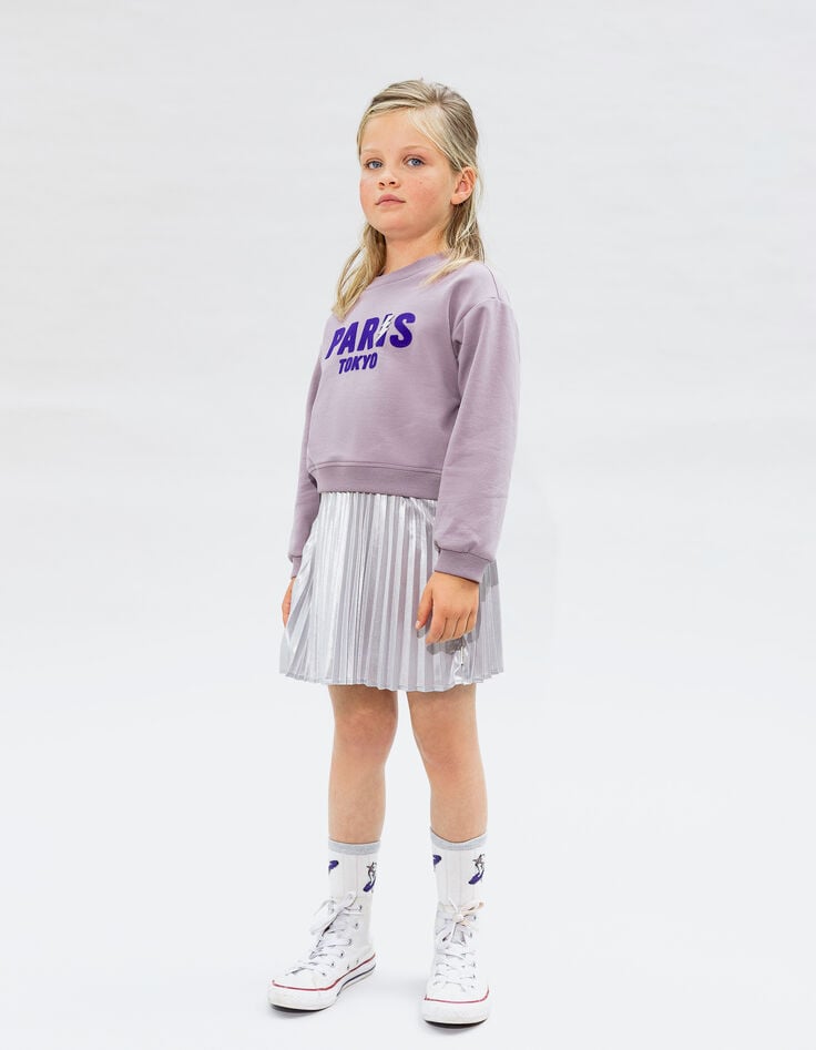 Ikks Jupe Courte Argentée Plissée Fille