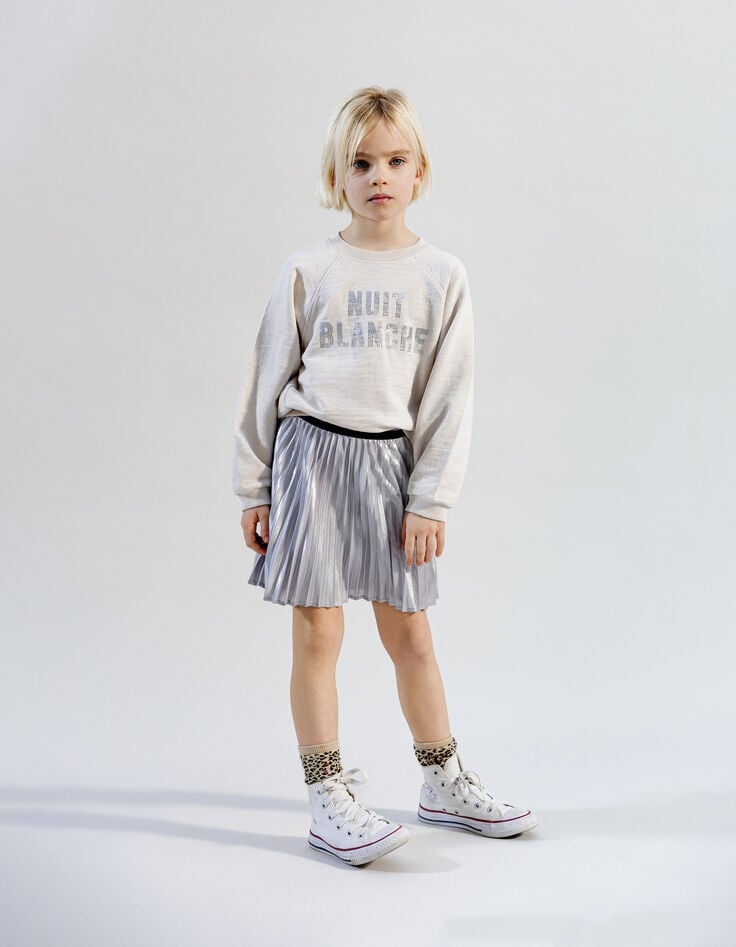 Ikks Jupe Courte Argentée Plissée Fille