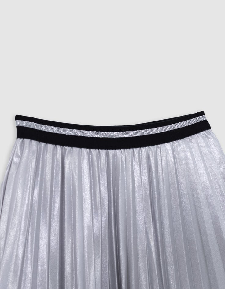 Ikks Jupe Courte Argentée Plissée Fille