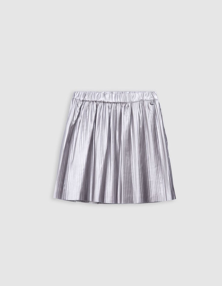 Ikks Jupe Courte Argentée Plissée Fille