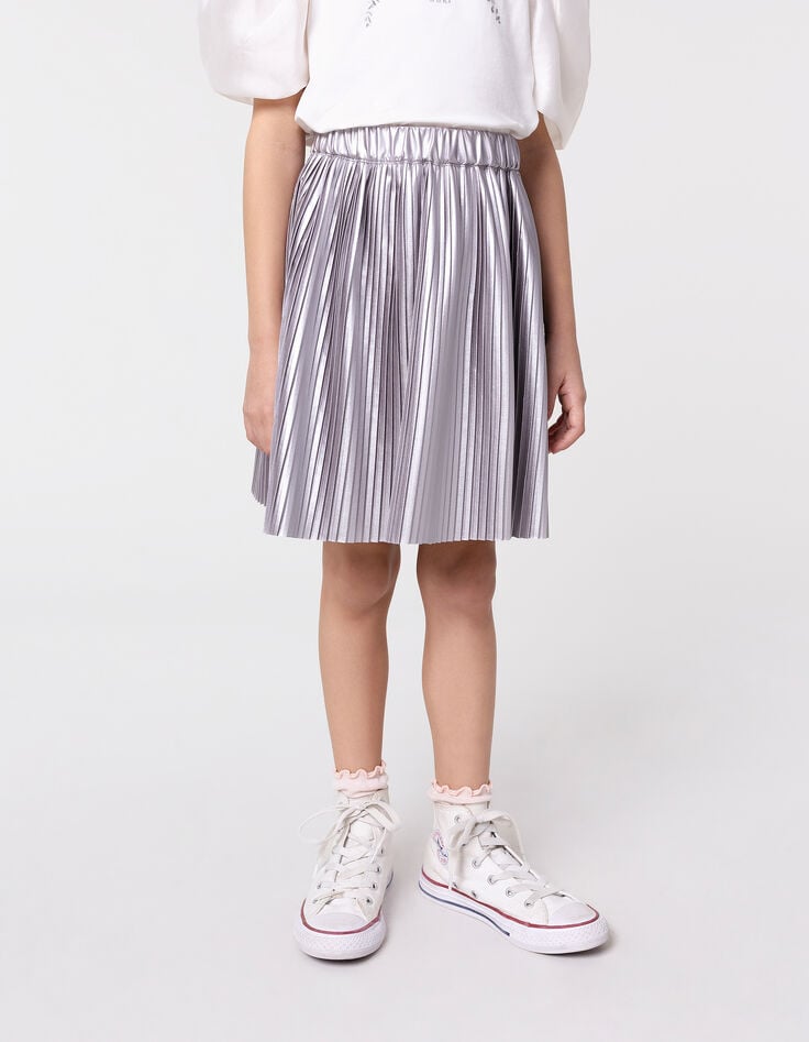 ikks Jupe courte argentée plissée fille