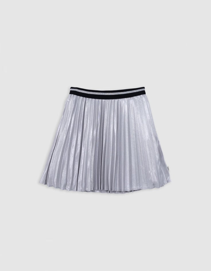 ikks Jupe courte argentée plissée fille