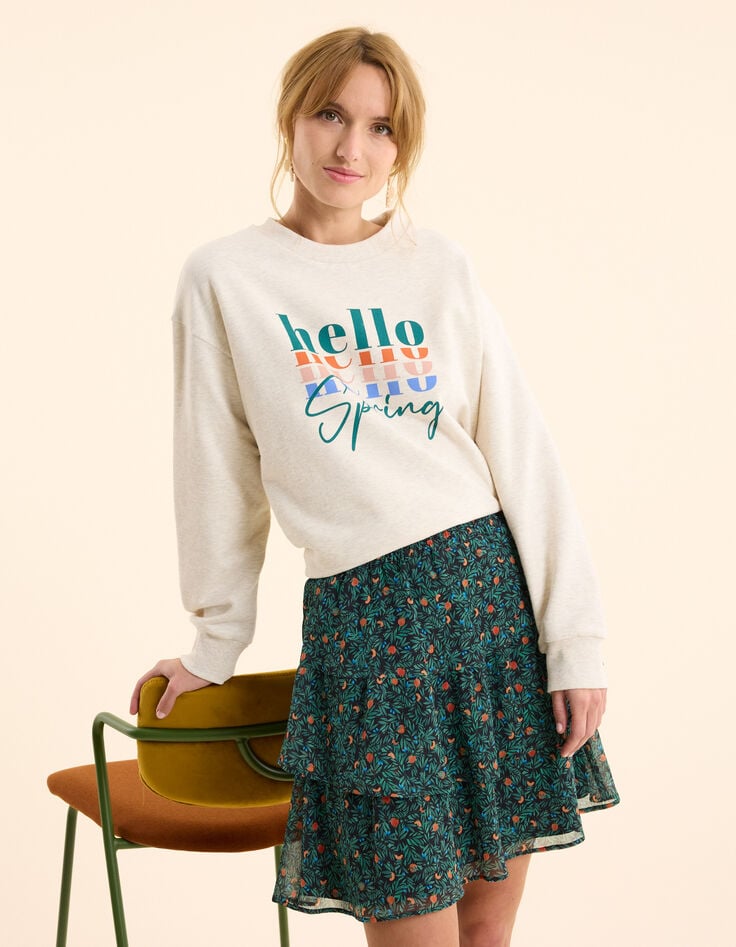 Ikks Jupe Courte Verte Imprimé Fruits D'été I.Code