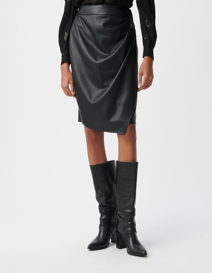 Ikks Jupe Crayon Noire Forme Portefeuille Femme