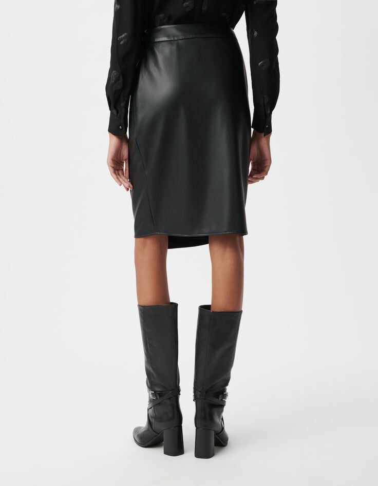 Ikks Jupe Crayon Noire Forme Portefeuille Femme