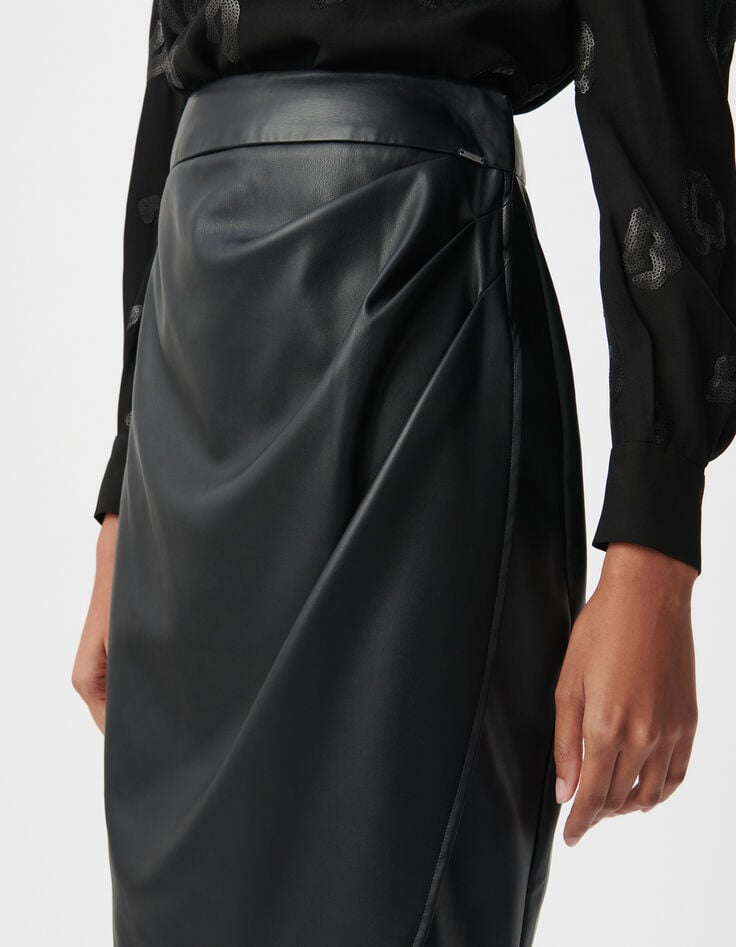 Ikks Jupe Crayon Noire Forme Portefeuille Femme