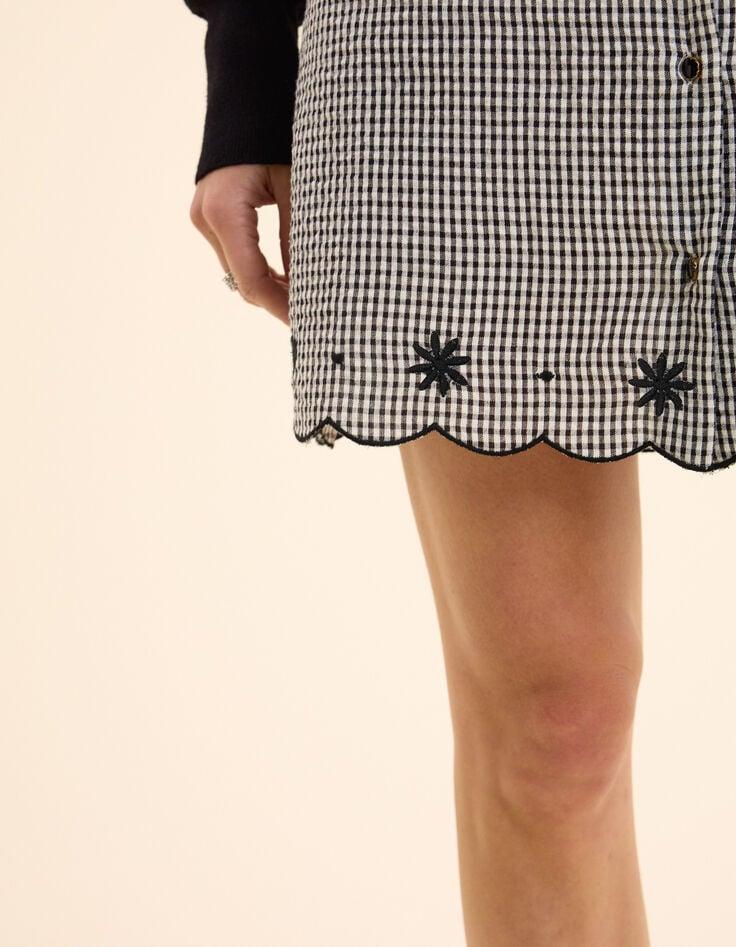Ikks Jupe écrue Motif Vichy Et Broderies I.Code