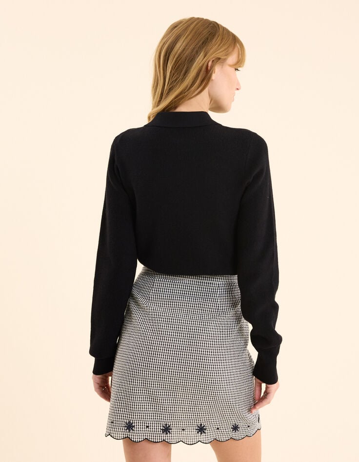 Ikks Jupe écrue Motif Vichy Et Broderies I.Code