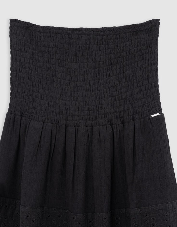 Ikks Jupe Longue Noire Smocks à La Taille Fille