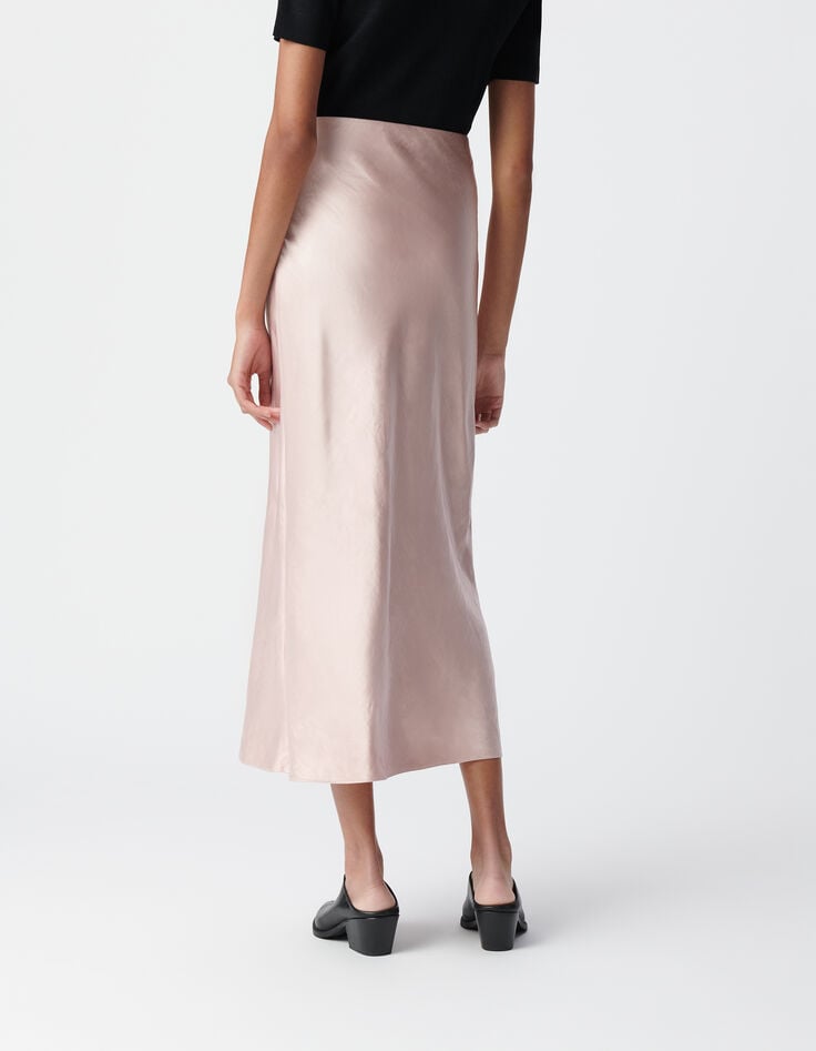 Ikks Jupe Longue Rose Satinée