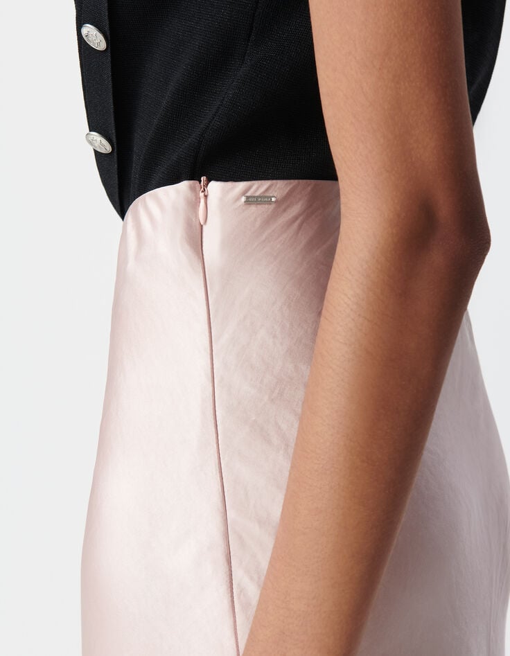 Ikks Jupe Longue Rose Satinée