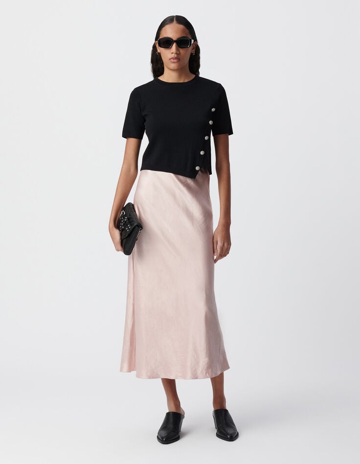 ikks Jupe longue rose satinée