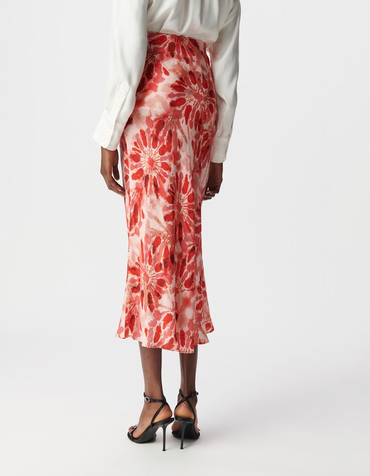 Ikks Jupe Longue Rouge Imprimé Batik Femme