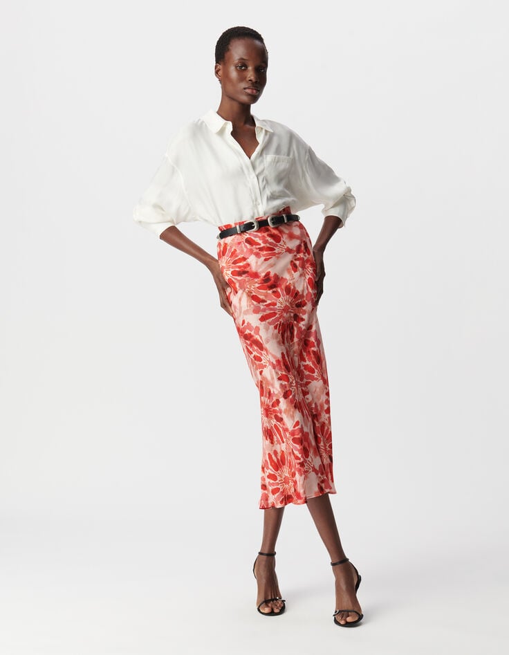 ikks Jupe longue rouge imprimé batik Femme