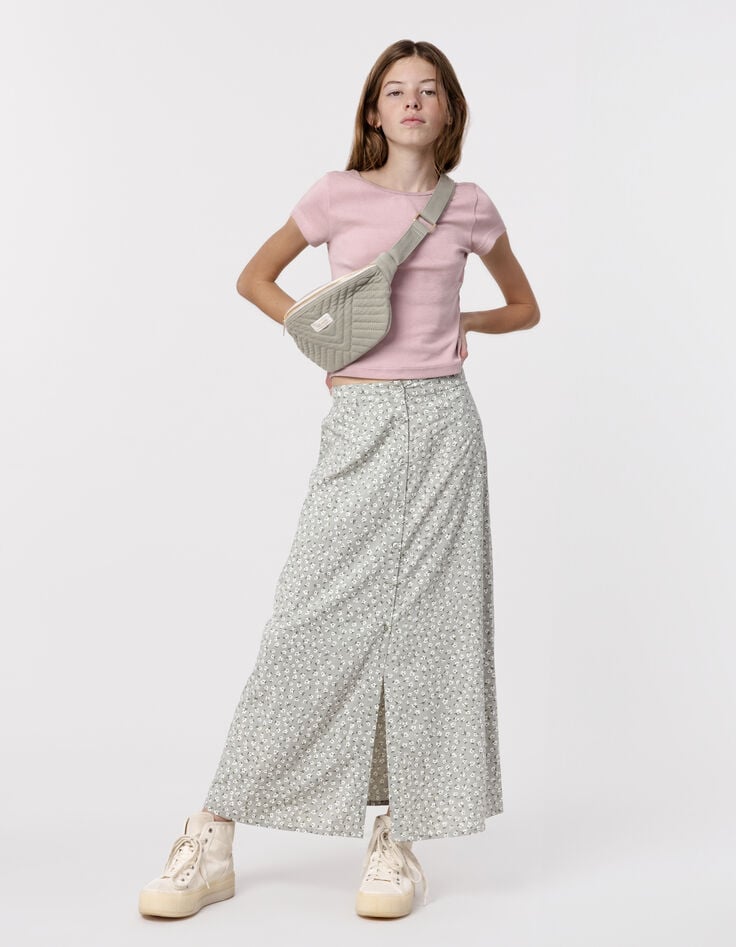 ikks Jupe longue verte imprimé floral d'été fille