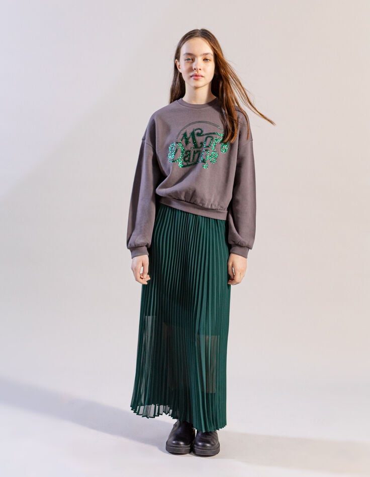 ikks Jupe longue verte plissée fille