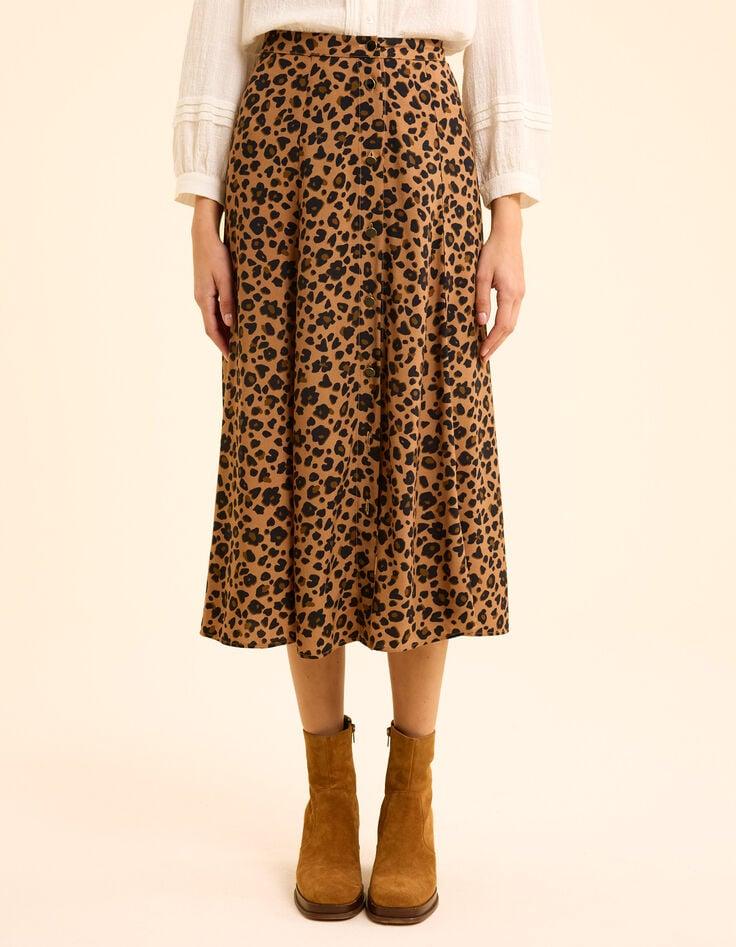 Ikks Jupe Mi-longue Imprimé Léopard I.Code