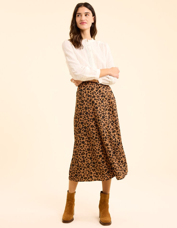 ikks Jupe mi-longue imprimé léopard I.Code