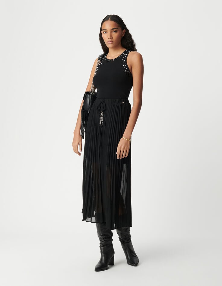 Ikks Jupe Noire Plissée Femme