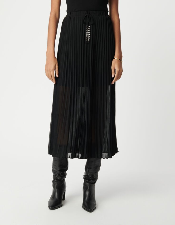 Ikks Jupe Noire Plissée Femme