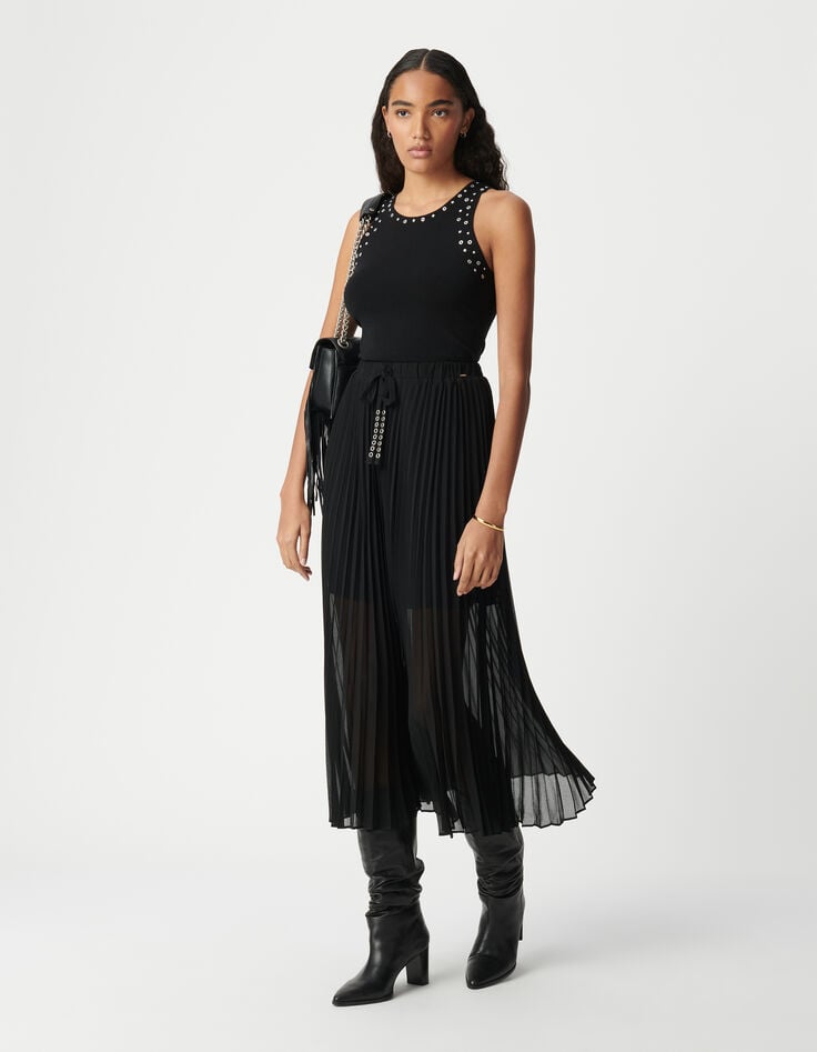 ikks Jupe noire plissée femme