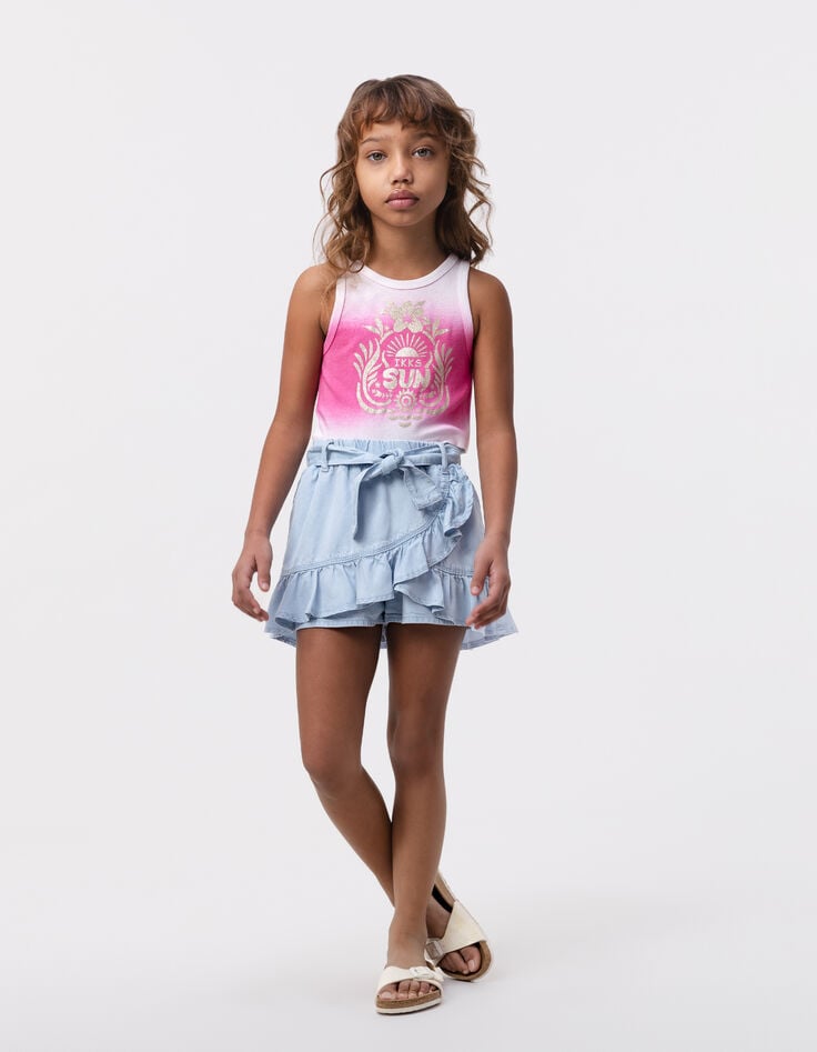 ikks Jupe-short bleue effet portefeuille fille