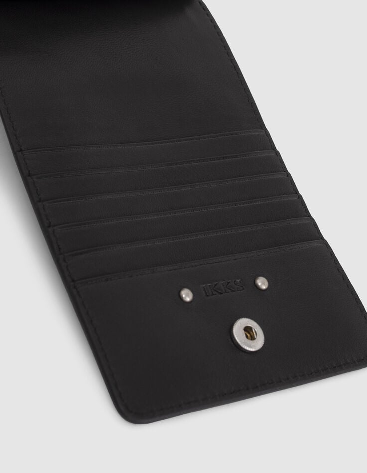 Ikks La Pochette-téléphone 111 Noire Cuir Femme