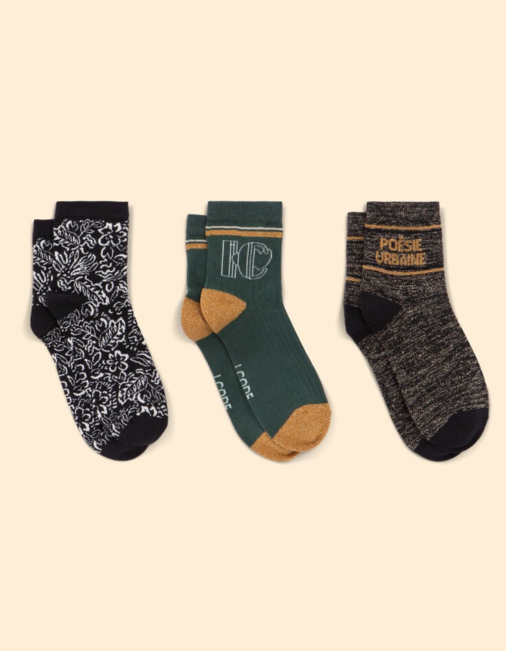 ikks Lot 3 paires de chaussettes femme I.Code
