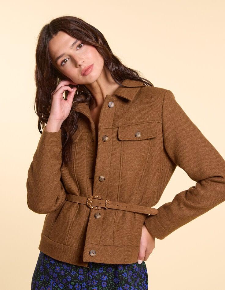 Ikks Manteau Court Camel Fourré I.Code