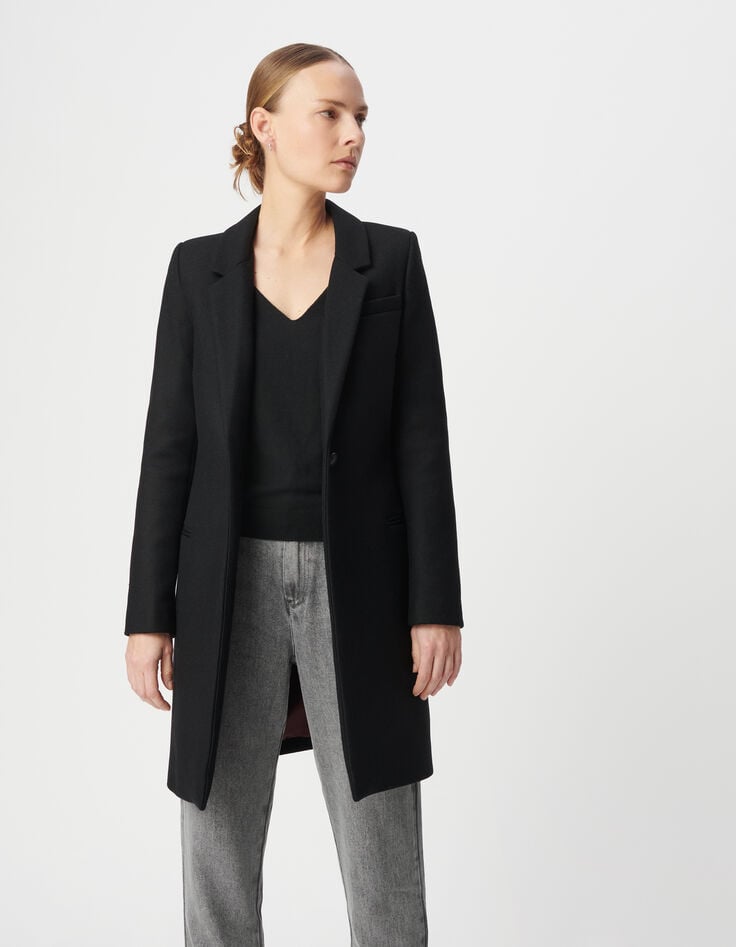 Ikks Manteau Drap De Laine à Capuche Femme