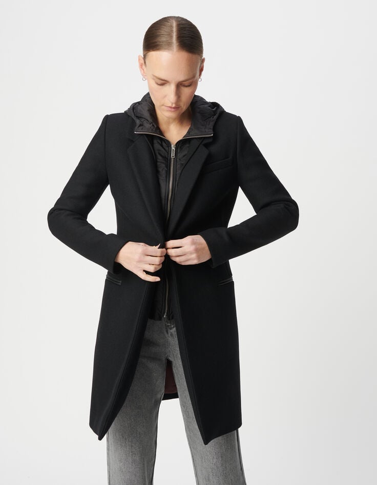 Ikks Manteau Drap De Laine à Capuche Femme