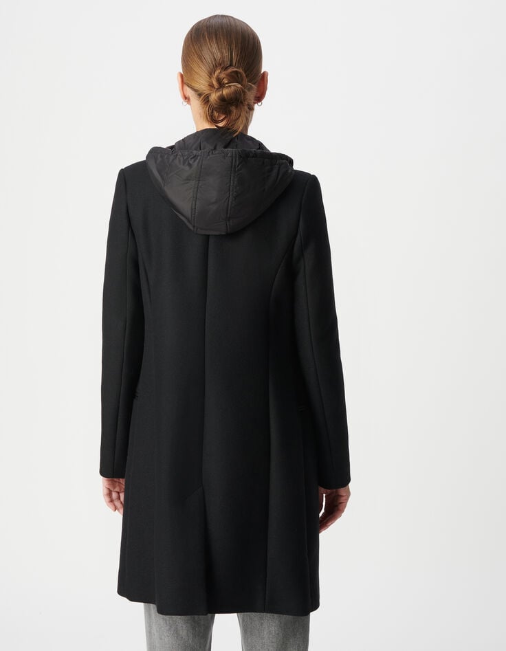 Ikks Manteau Drap De Laine à Capuche Femme