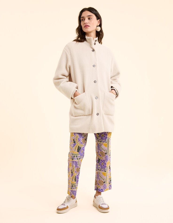 Ikks Manteau écru Sherpa Col Montant I.Code