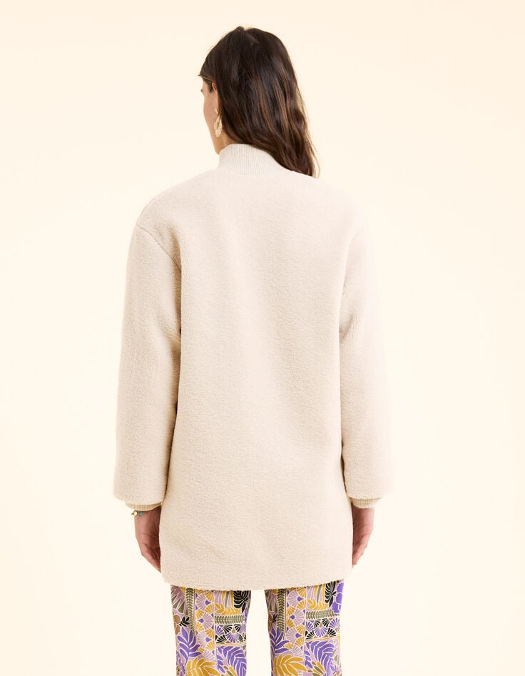 Ikks Manteau écru Sherpa Col Montant I.Code