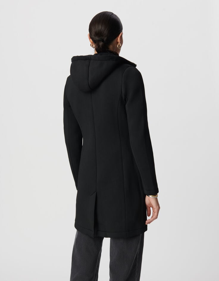 Ikks Manteau Mi-long Néoprène Noir Femme
