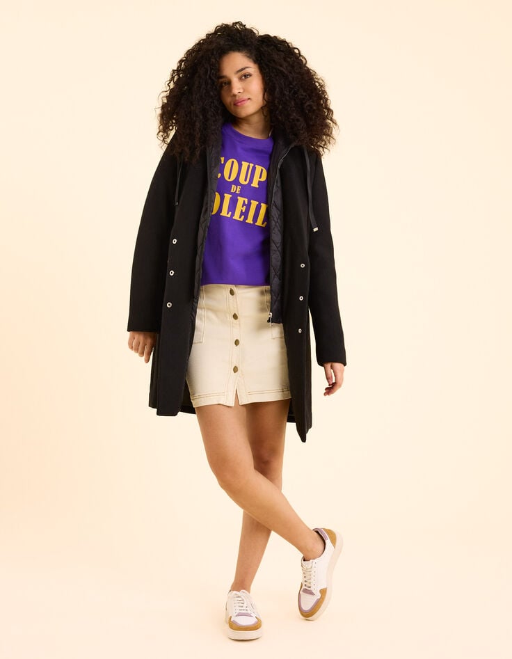 Ikks Manteau Noir Avec Parmenture Amovible I.Code