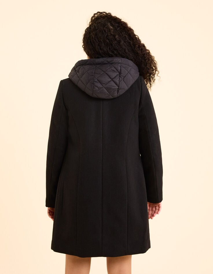 Ikks Manteau Noir Avec Parmenture Amovible I.Code