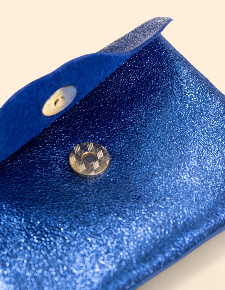 Ikks Mini Pochette Bleue Cuir Irisé I.Code