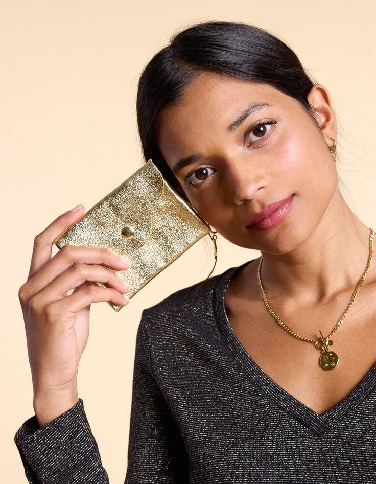 Ikks Mini Pochette Dorée Cuir Irisé I.Code