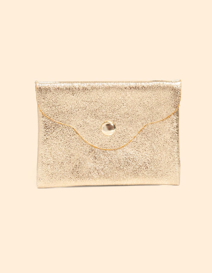 ikks Mini pochette dorée cuir irisé I.Code