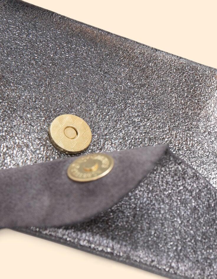 Ikks Mini Pochette Grise Cuir Irisé I.Code