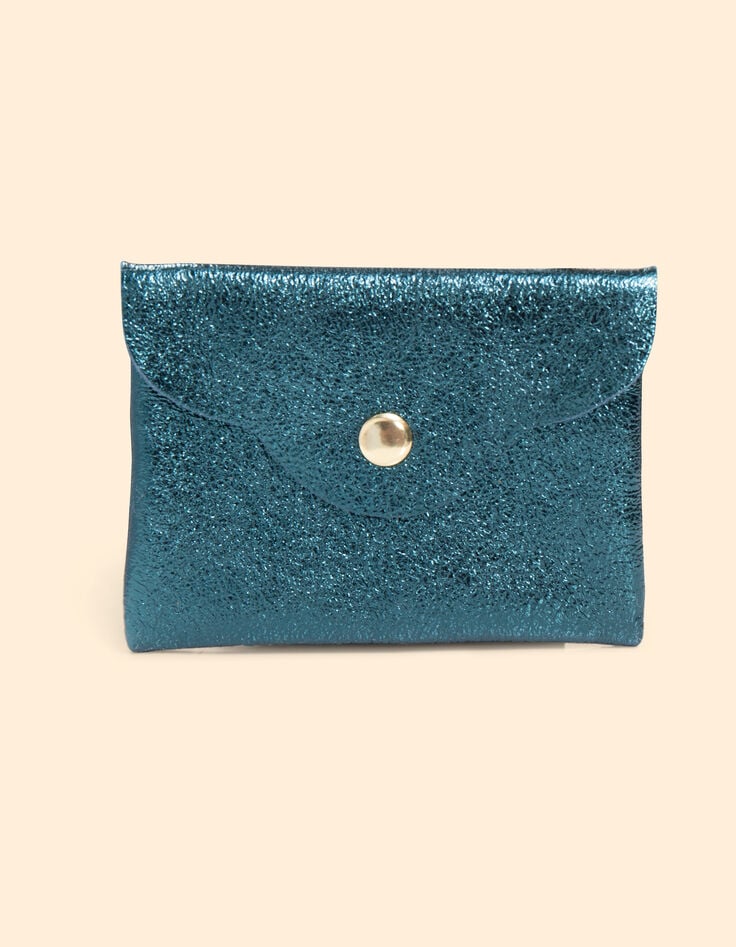 Ikks Mini Pochette Vert Nuit Cuir Irisé I.Code