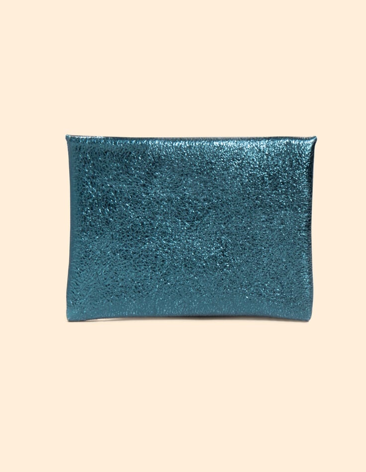 Ikks Mini Pochette Vert Nuit Cuir Irisé I.Code