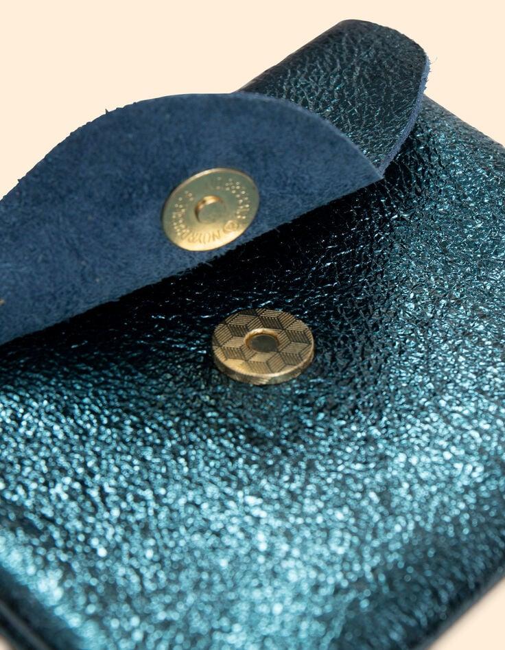 Ikks Mini Pochette Vert Nuit Cuir Irisé I.Code