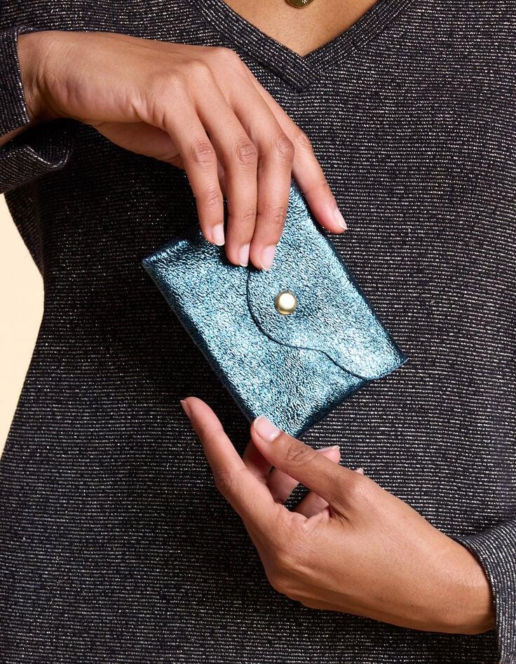 ikks Mini pochette vert nuit cuir irisé I.Code